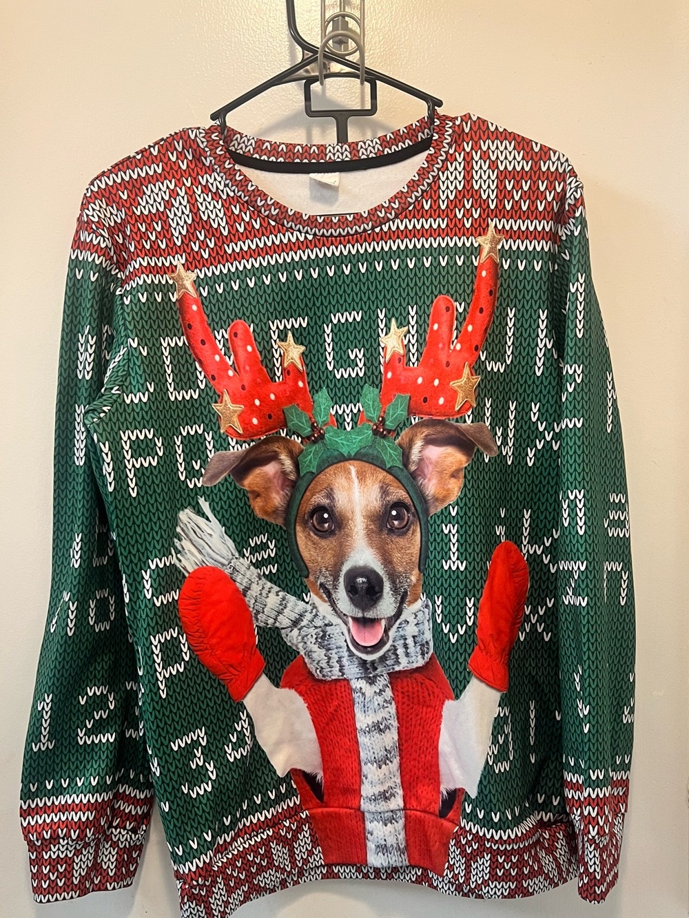 Green Dog Reindeer Holiday Sweatshirt Hoodie - Festive Christmas Graphic